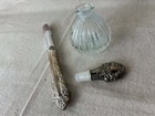 Vintage Silverplate Vanity Set     Perfume Bottle   Vanity Brush