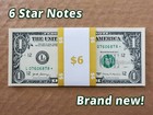 Six 6   star Note  One Dollar Bills Uncirculated  1 Bills 2017 Star Notes