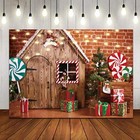  7x5ft Christmas Photo Backdrop Christmas Wooden House Candy Tree 7x5ft