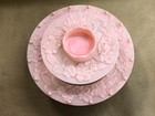Vtg Lazy Susan Carousel Sewing Caddy Plastic Thread Spool Holder Dispenser Pink