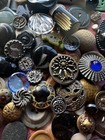 Antique Victorian Vtg Button Lot Colored Black Glass Handmade Carved Rare Retro