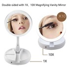 1x 10x Led Magnifying Lighted Vanity Mirror Foldable Desk Makeup Flexible