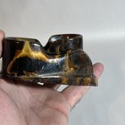 Vintage 194g Brown Yellow Swirl Marbled Bakelite Catalin Base Block Chunk