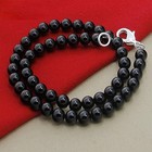 Unisex Black Pearl And Agate Necklace With Lobster Clasp 45cm Adjustable Length
