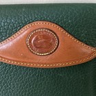 Vintage Dooney   Bourke Leather Card Wallet W kiss Lock Coin Purse-green   Brown
