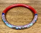 Vintage Chinese Carved Cinnabar And Cloisonn   Enamel Bangle Bracelet