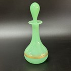 Antique Uranium Glass Green Opaline Perfume Bottle Gold Gilt Detailing