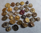 33 Vintage Antique Metal Picture Buttons People