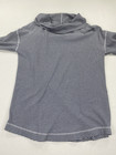 J Jill Womens Sz L Waffle Knit Top Cowl Neck Long Sleeve Gray White