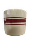 Vintage Stoneware Small Crock Or Planter With Tan With Red Stripes 4 75  X 5 