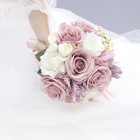 Bridal Wedding Bouquet - 9 Inches Dusty Pink White Roses Real Touch Wedding F   