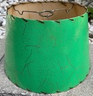 Vintage Mcm 1950s Lamp Shade Green Gold Mid Century Modern Lighting Cardboard