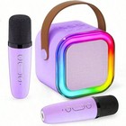 2-mic Mini Karaoke Machine  Portable Wireless Microphone Speaker With Led Lights