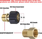 Pwaccs Pressure Washer Adapter  M22 15mm Female To M22 14mm Male Fitting  Power 