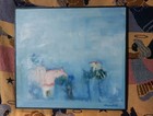 Vintage Painting Mid-century Modern Mcm Art Minimalist Landscape Decor Signed