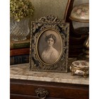 Vintage Ornate Brass Filigree Picture Frame Oval Opening Gold Victorian Style