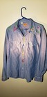 Vintage Sears Western Wear Shirt Mens Medium Embroidered Flower Power Menzsz17 2