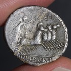 Apollo Mercury Neptune Denarius Ancient Roman Republic Silver Coin 85bc Bursio