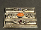 Vtg Turkish Silver Wedding Mirror 900 Repousse Pendant Hand Mirror Hanging Plus