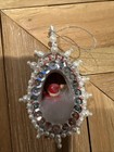 Mid-century Handcrafted Santa Push Pin Christmas Ornament Sequin Bead Jewel