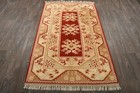 Vintage Turkish Kars Beige 4x6 Handmade Wool Rug Tribal Style Area Carpet