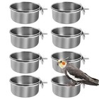  8 Pack Bird Feeding Dish Cups  Stainless Steel Parrot Feeders Water Cage 8pcs