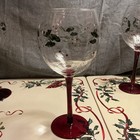 Pfaltzgraff Winterberry Wine Glasses Set Of 8 Red Stem Holly Berry Design W Box 