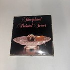 Silverplated Pedestal Server 6  Glass Platter W Silver Plate Pedestal