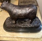 Julie Moigniez Cow Sculpture On Marble Base