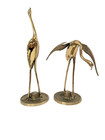 Vintage Brass Cranes Pair Mid Century Modern Heron Statues Hollywood Regency Mcm