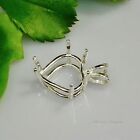  4mm - 16mm  Heart Pre-notched Sterling Silver Pendant Setting 
