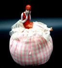 Antique German Bisque Bathing Beauty Half Doll Pincushion Top 4  Rare C2