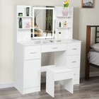 Dressing Table Vanity Set With Led Lighted Mirror Makeup Dresser Desk And Stool