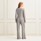Women s Cozy Striped Long Sleeve Top And Pants Pajama Set - Auden Blue brown