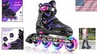 Stylish Violet   Magenta Flashing Inline Skates - Adjustable   Beginner-friendly