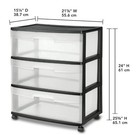 Sterilite Storage Drawer  3 Drawer Wide Plastic Storage Cart With Clear Pull Out