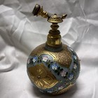 Antique Victorian Blue Opaline Enamel Glass Perfume Cologne Bottle Hand Painted