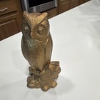 Vtg Cast Iron Owl Bank 1900s A c williams     be Wise Save Money   