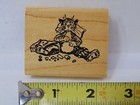 Scrapbook Wood Mounted Rubber Stamp Catalog Cat Sitting Eating Pig Out Kitten