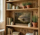Vintage Gold Framed Fishing Wall Art  Country Fisherman Landscape Canvas Pain   