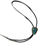 Effie Calavaza Zuni Turquoise Sterling Silver Snake Bolo Leather Tie