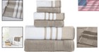 Modern 6-piece Towel Collection - Plush White   Tan Cotton Towels For All Uses