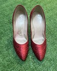 Citations 1950s Vintage Red Brocade Aa Stiletto Floral Heels Size 6 1 2 B