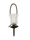 Vtg Gold Black Twisted Rope Wall Sconce Pair Candle Holders Clear Glass Votives