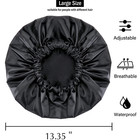 Lined Shower Cap For Women - Double Layer Satin  Adjustable Reusable Waterproof 