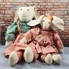 Vintage Handmade Bunny Rabbit Dolls Lot 4 Family Wooden Trike Farmhouse Easter