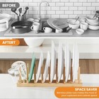 Bamboo Dish Drying Rack-2 Pcs Pot Lid Plate Rack Organizer Holder For Cabinet   