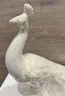 Vintage 1970 Ceramic Iridescent White Peacock Holland Mold Figurine 15 5    Long