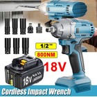 Brushless Impact Wrench 800nm Drill Driver Cordless For Makita 18volt Battery