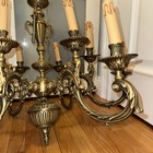 Antique vintage Spanish Brass And Crystal Chandelier 29    Diameter     30    Hight